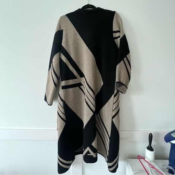 AGGEL Knitwear Wool Blend Longline Aztec Tribal Boho Cardigan Jacket L - Picture 3 of 6